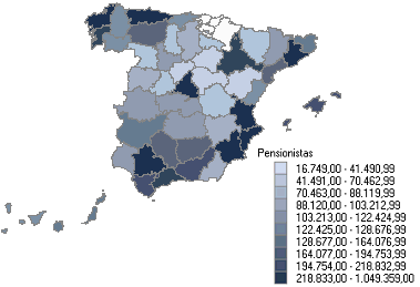 Distribución de pensionistas por provincias