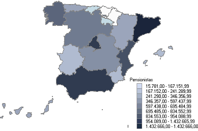 Distribución de pensionistas por comunidades autónomas