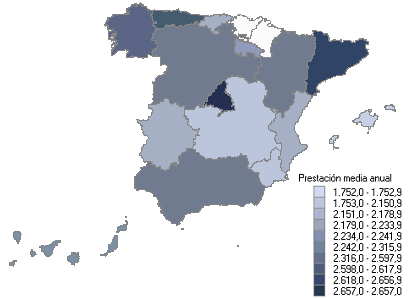 Distribución de la prestación media anual por comunidades autónomas