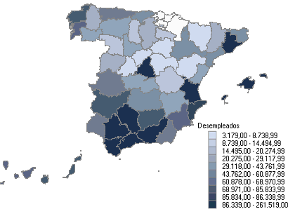 Distribución de desempleados por provincias