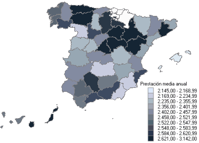 Distribución de la prestación media anual por provincias