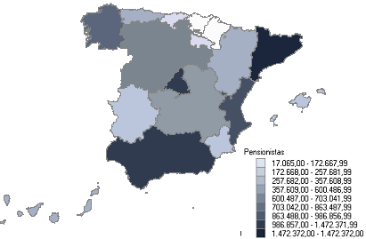 Distribución de pensionistas por comunidades autónomas