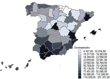 Distribución de desempleados por provincias