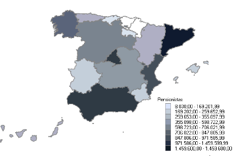 Distribución de pensionistas por comunidades autónomas