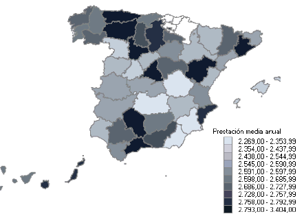 Distribución de la prestación media anual por provincias