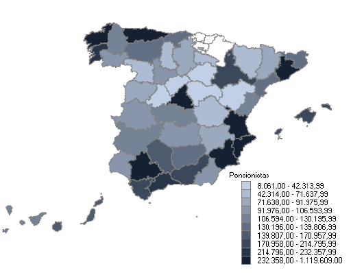 Distribución de pensionistas por provincias