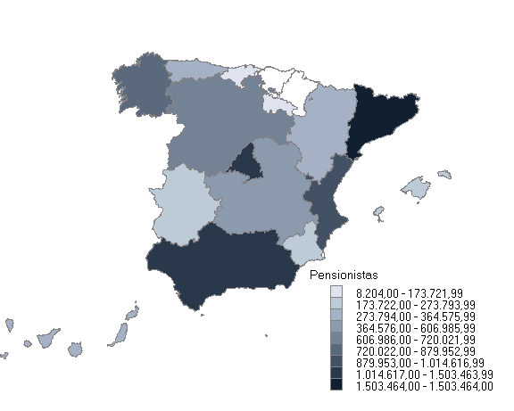 Distribuci&oacute;n de pensionistas por Comunidad aut&oacute;noma