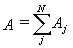 A = SUMATORIO (de j=1 a N, Aj)