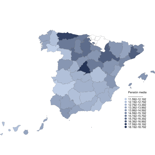 Distribución de la pensión media anual por Provincias