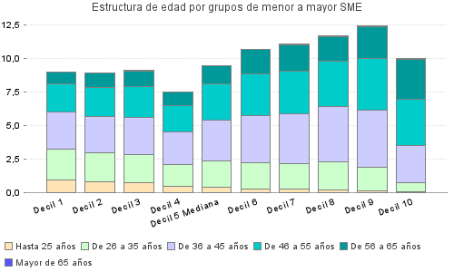 Estructura de edad por grupos de menor a mayor SME