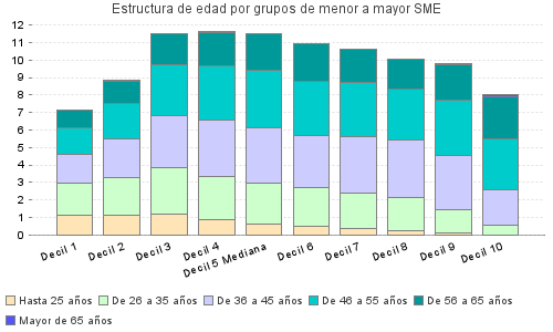 Estructura de edad por grupos de menor a mayor SME