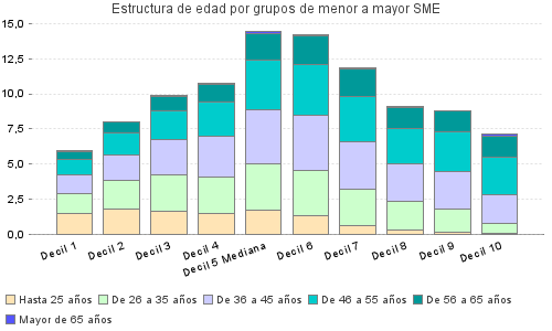 Estructura de edad por grupos de menor a mayor SME