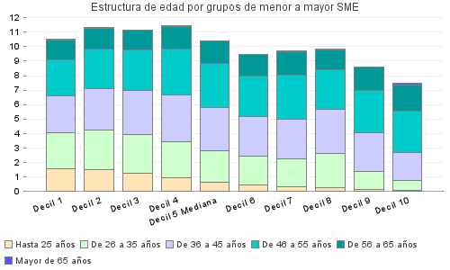 Estructura de edad por grupos de menor a mayor SME