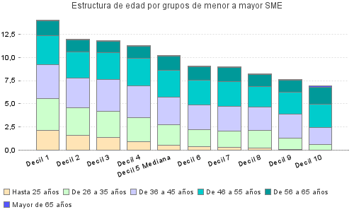 Estructura de edad por grupos de menor a mayor SME