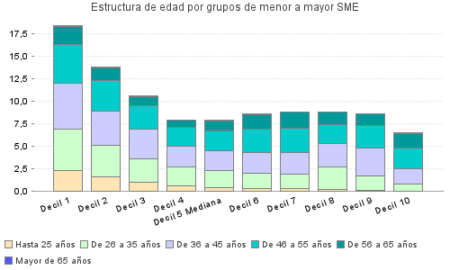 Estructura de edad por grupos de menor a mayor SME