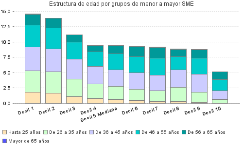 Estructura de edad por grupos de menor a mayor SME