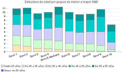 Estructura de edad por grupos de menor a mayor SME