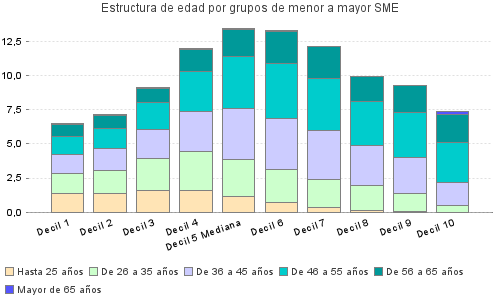 Estructura de edad por grupos de menor a mayor SME