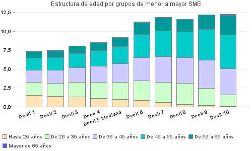 Estructura de edad por grupos de menor a mayor SME