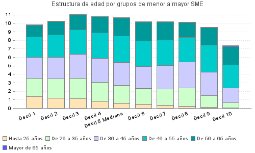 Estructura de edad por grupos de menor a mayor SME