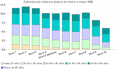 Estructura de edad por grupos de menor a mayor SME