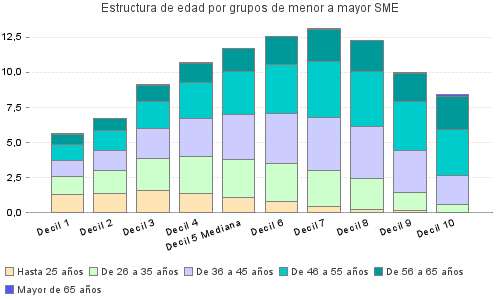 Estructura de edad por grupos de menor a mayor SME