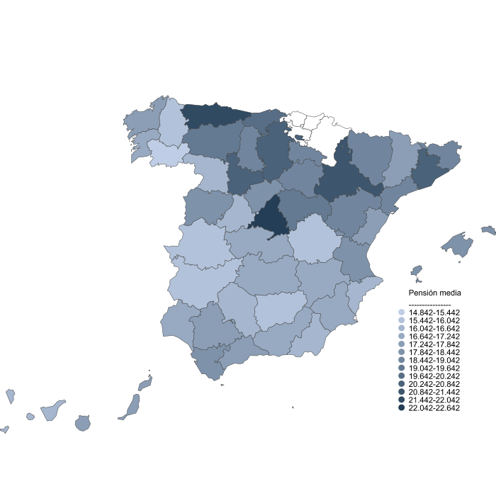 Distribución de la pensión media anual por Provincias