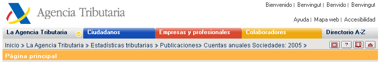 Imagen de la cabecera de men&uacute;s de acceso al portal de la Agencia Tributaria