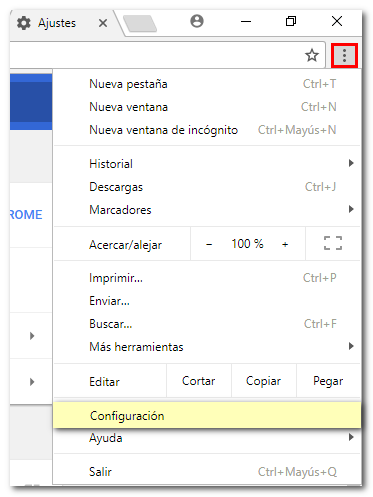 Google Chrome configuración