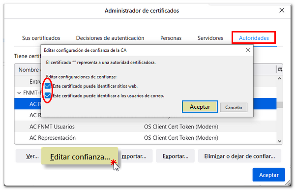 Root certificates:edit trust