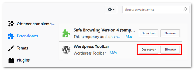 Extensions, Toolbar