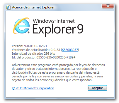 Versión 32 bits Internet Explorer