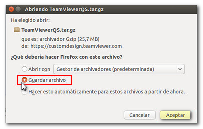 guardar el archivo instalaci&oacute;n en Linux