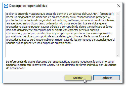 Aceptar descargo de responsabilidad