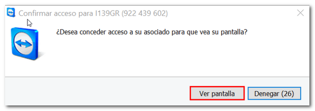 permiso para visualizar la pantalla