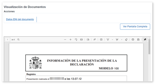 PDF justificante de la declaración