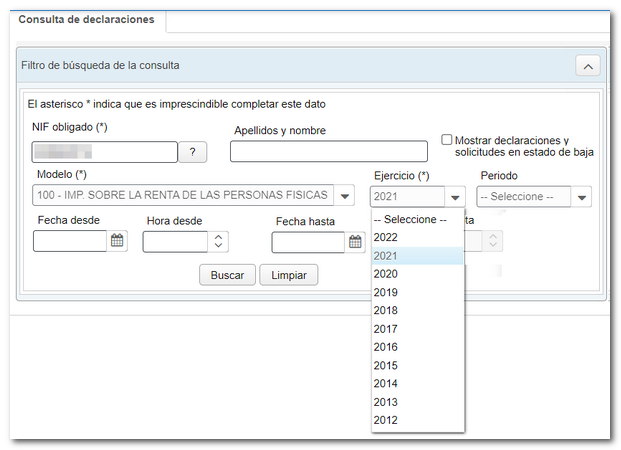 seleccionar ejercicio