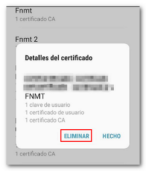 Eliminar certificado en Android v 7