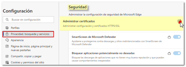 Security - Manage certificates