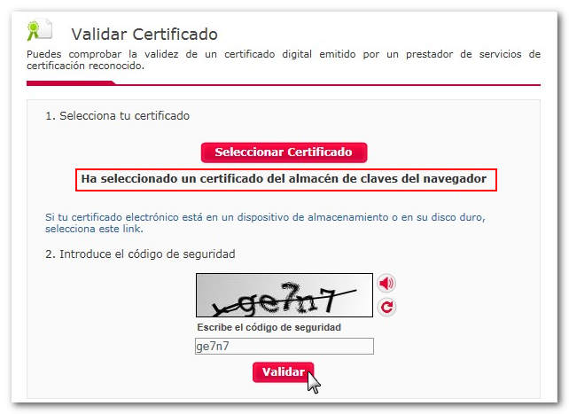 select certificate