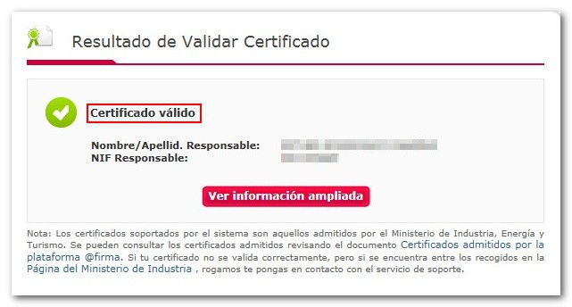 result certificate validation