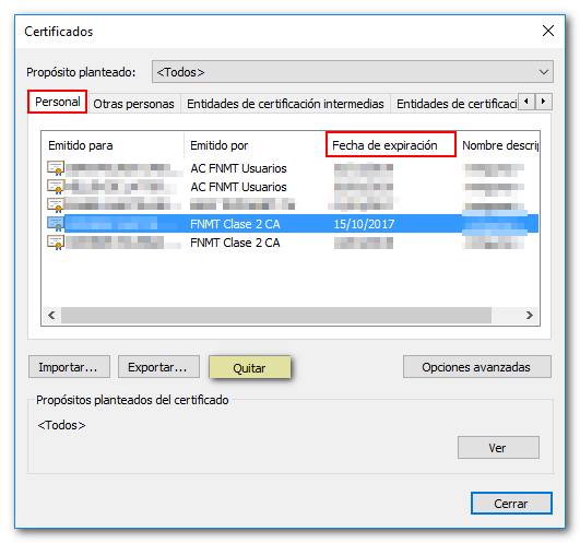 remove an expired certificate
