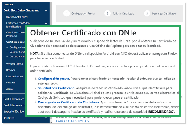 Getting FNMT certification using electronic ID