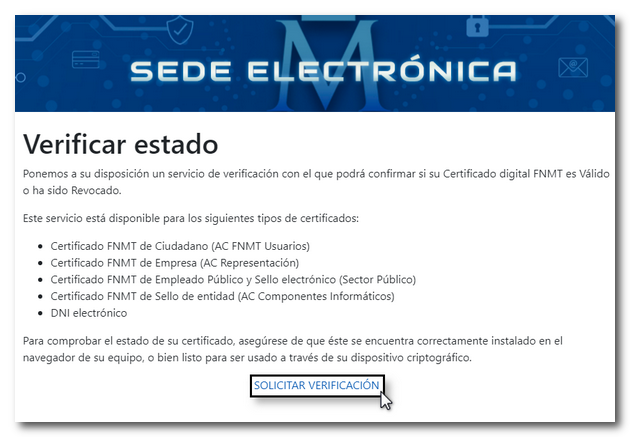 Verificar estado do certificado na FNMT