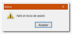 Error falló el inicio de sesión