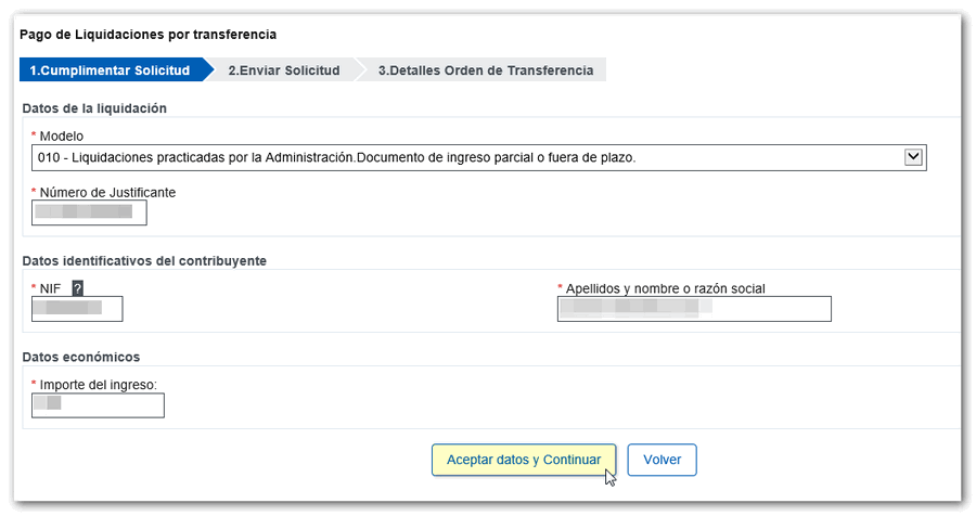 Formulari transferència