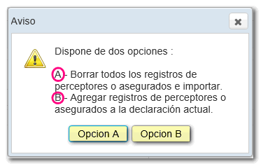 Opciones de importación