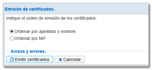 Emitir certificado