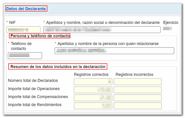 Declarante e resumo da declaración