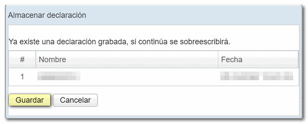 Cargar declaración